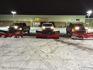 trucks in empty plaza