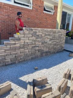 Retaining wall being built