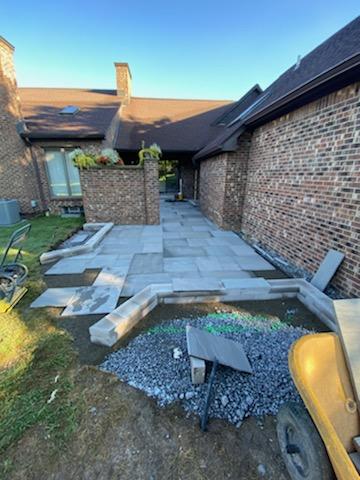 Tile patio installation