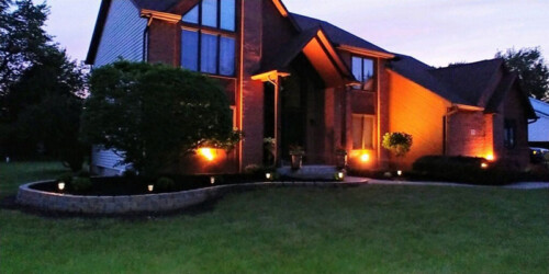 House with solar lights